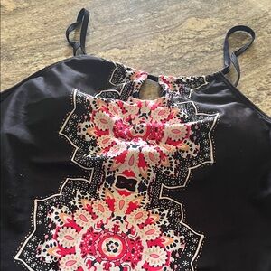 Black and Pink Patterned Halter Top/bathing suit top